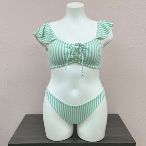Flynn Skye Green and White Striped Bikini